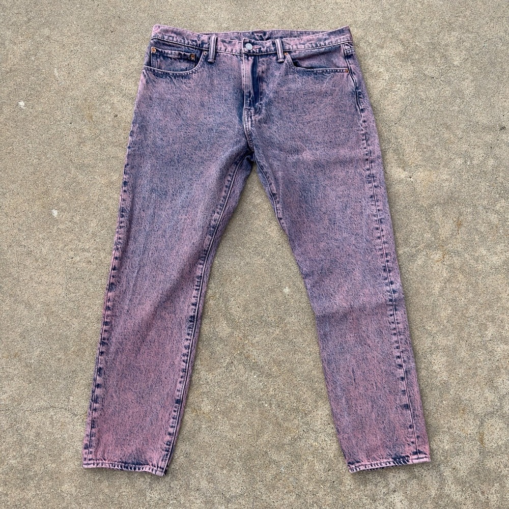 Levis 512 Jeans Mens 35x29 Pink Acid Wash Slim Taper Stretch Denim Pants
